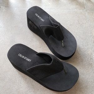 Colin Stuart 5.5 Black Platform Flip Flop Sandals